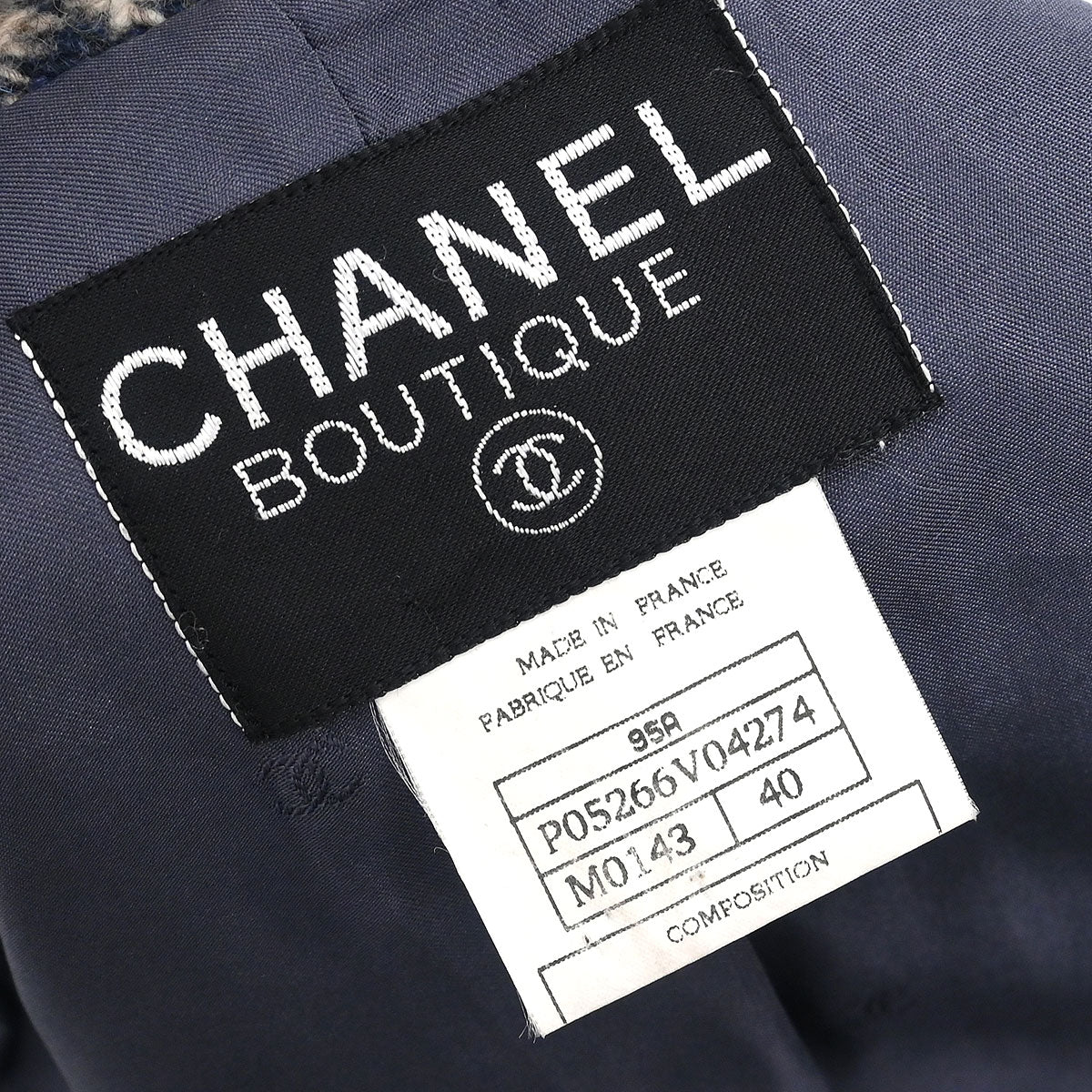 Chanel Single Breasted Jacket Navy #40