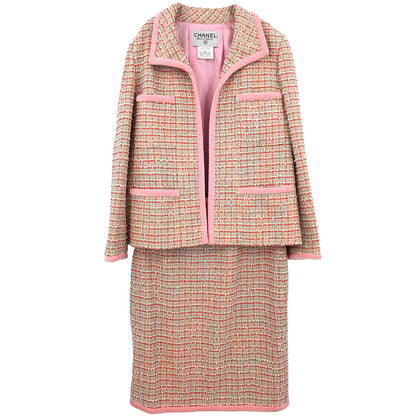 Chanel Setup Suit Jacket Skirt Pink #40