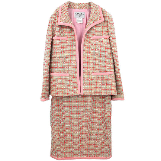 Chanel Setup Suit Jacket Skirt Pink #40