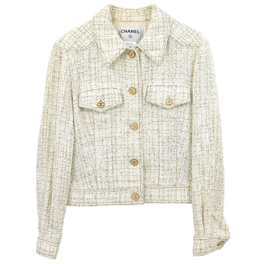 Chanel Single Breasted Jacket White #42