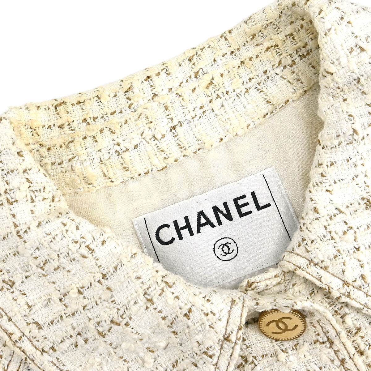 Chanel Single Breasted Jacket White #42