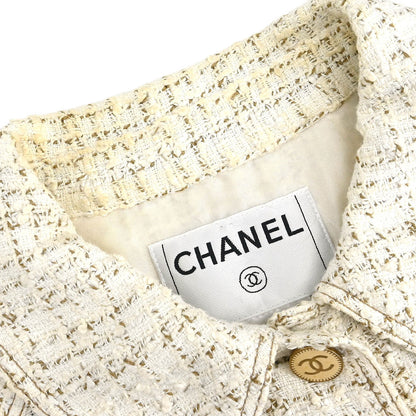 Chanel Single Breasted Jacket White #42