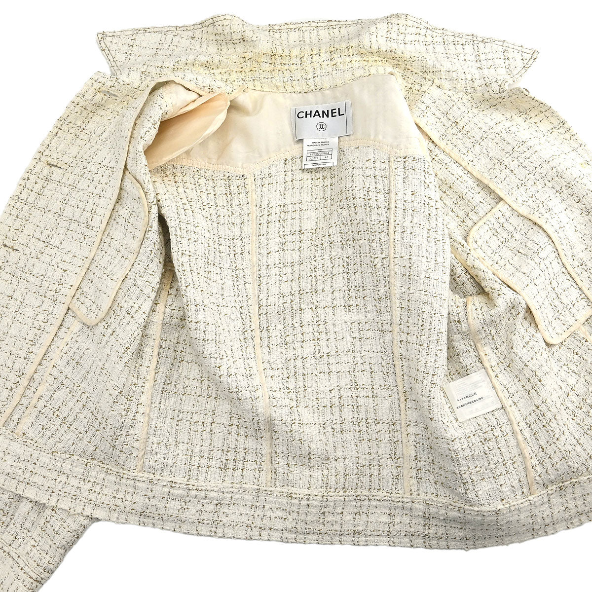 Chanel Single Breasted Jacket White #42