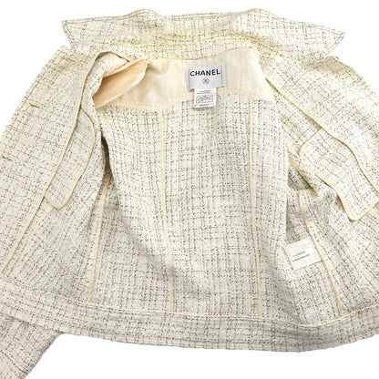 Chanel Single Breasted Jacket White #42