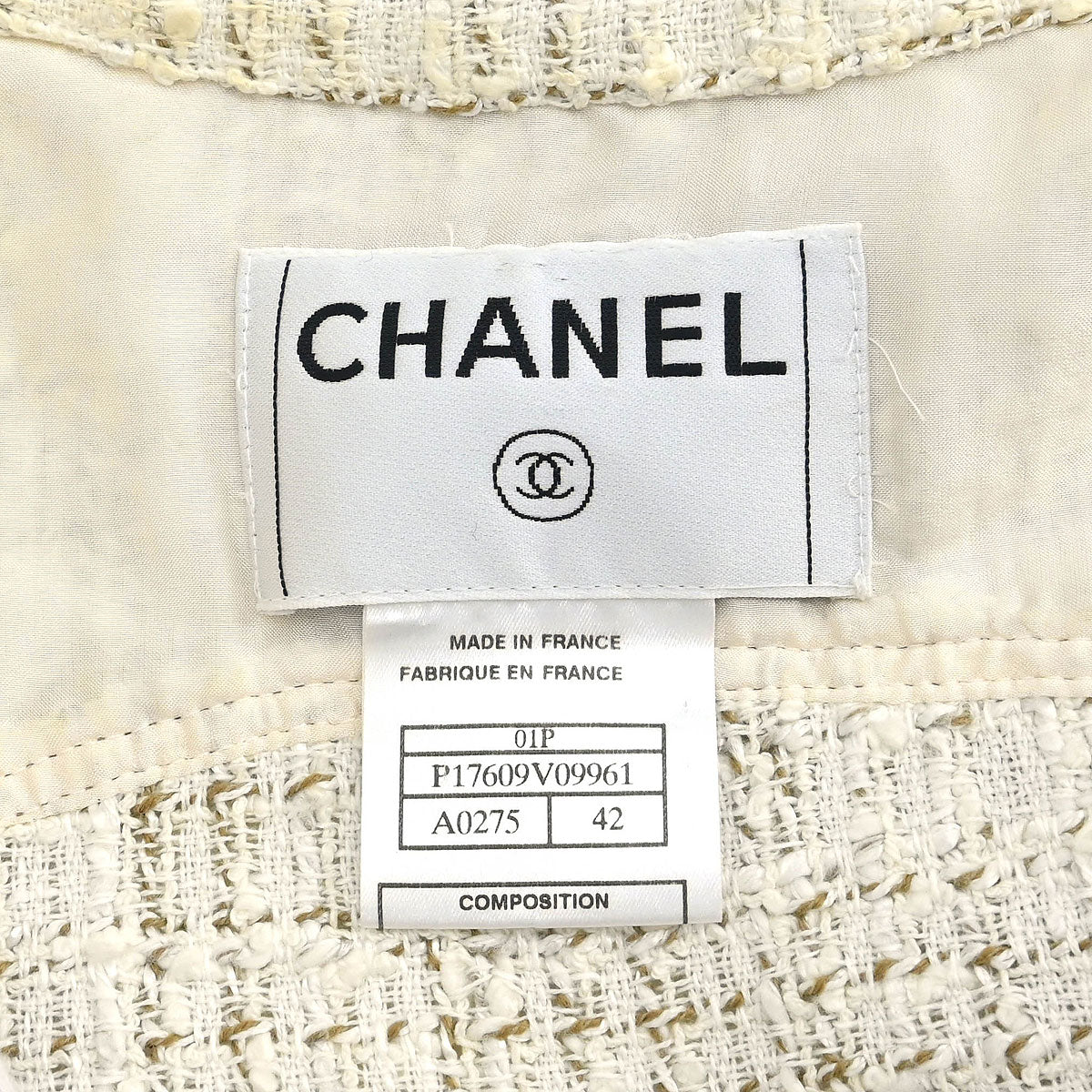Chanel Single Breasted Jacket White #42