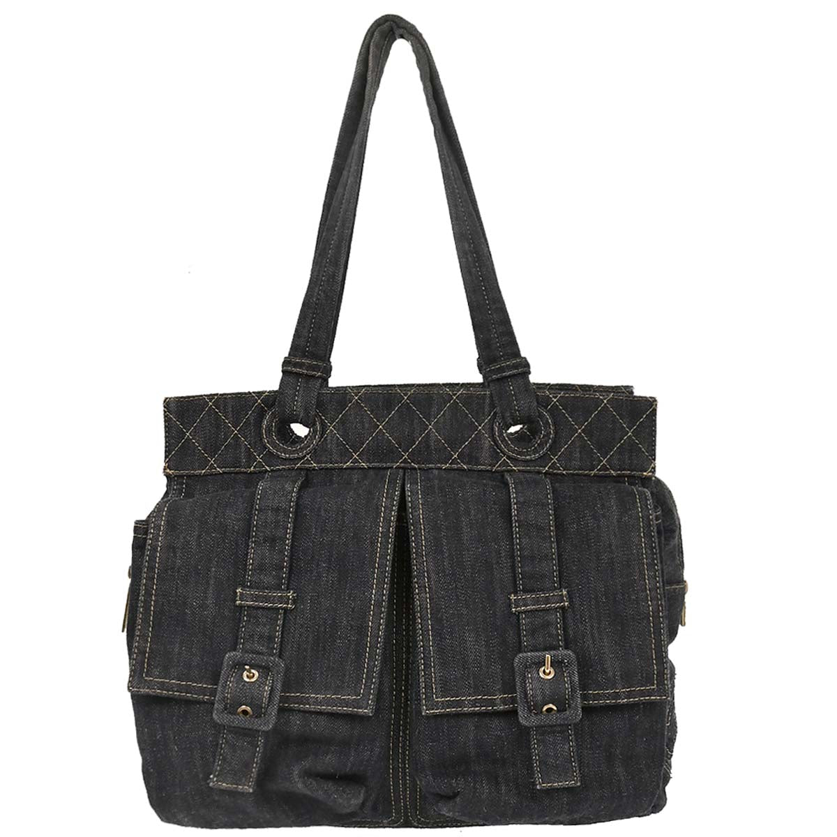 Chanel 2005-2006 Navy Sparkling Denim Tote Handbag