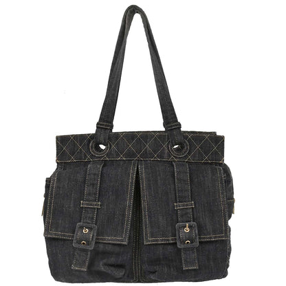 Chanel 2005-2006 Navy Sparkling Denim Tote Handbag