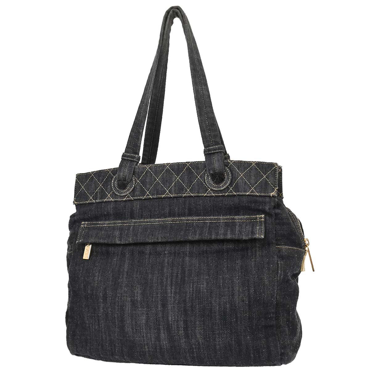Chanel 2005-2006 Navy Sparkling Denim Tote Handbag