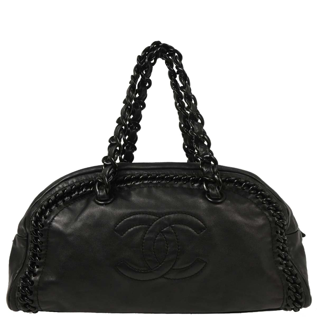 Chanel 1991-1994 Black Calfskin Luxury Line Bowling Bag