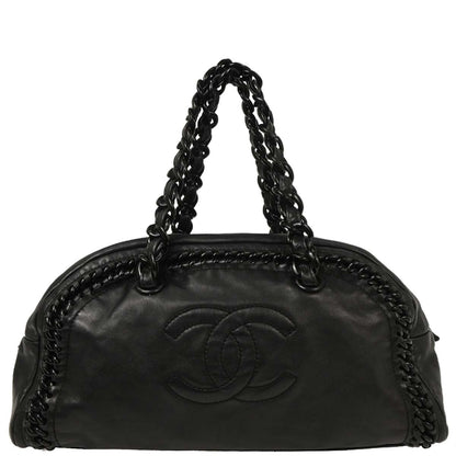 Chanel 1991-1994 Black Calfskin Luxury Line Bowling Bag