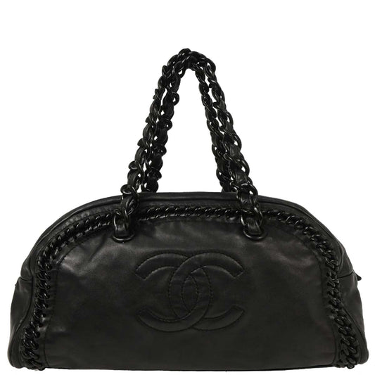 Chanel 1991-1994 Black Calfskin Luxury Line Bowling Bag
