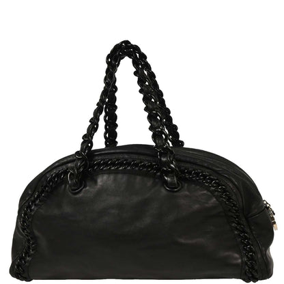 Chanel 1991-1994 Black Calfskin Luxury Line Bowling Bag
