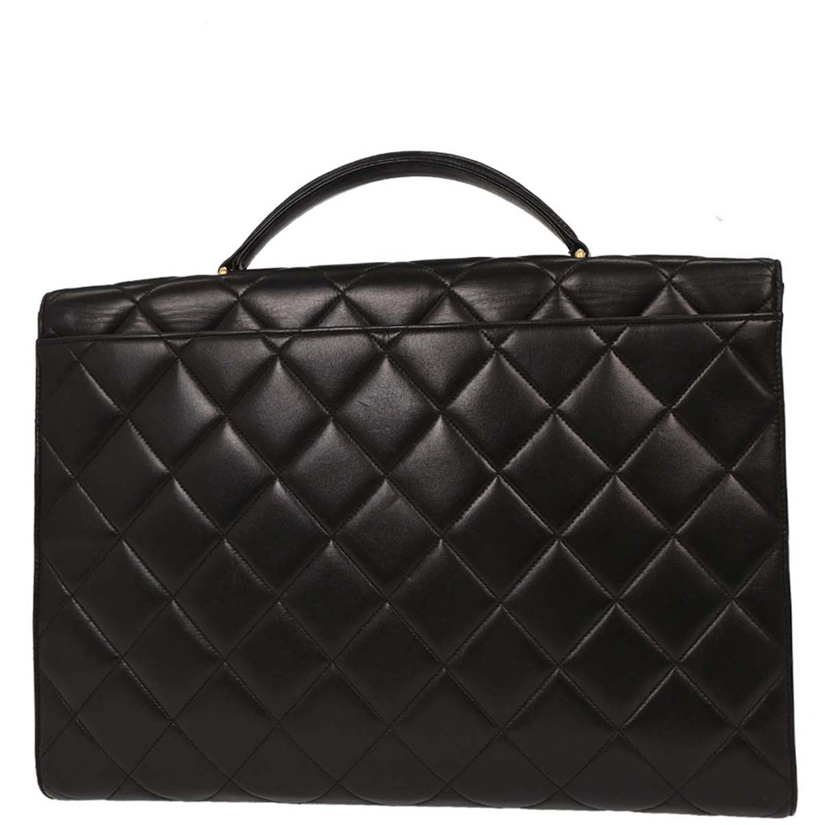 Chanel Black Lambskin Briefcase Handbag
