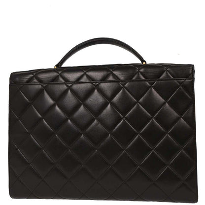 Chanel Black Lambskin Briefcase Handbag