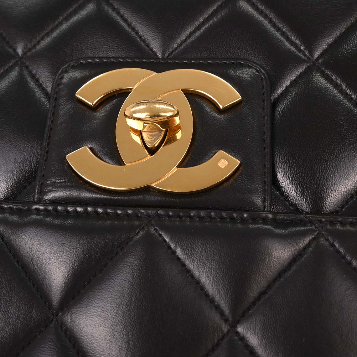 Chanel Black Lambskin Briefcase Handbag