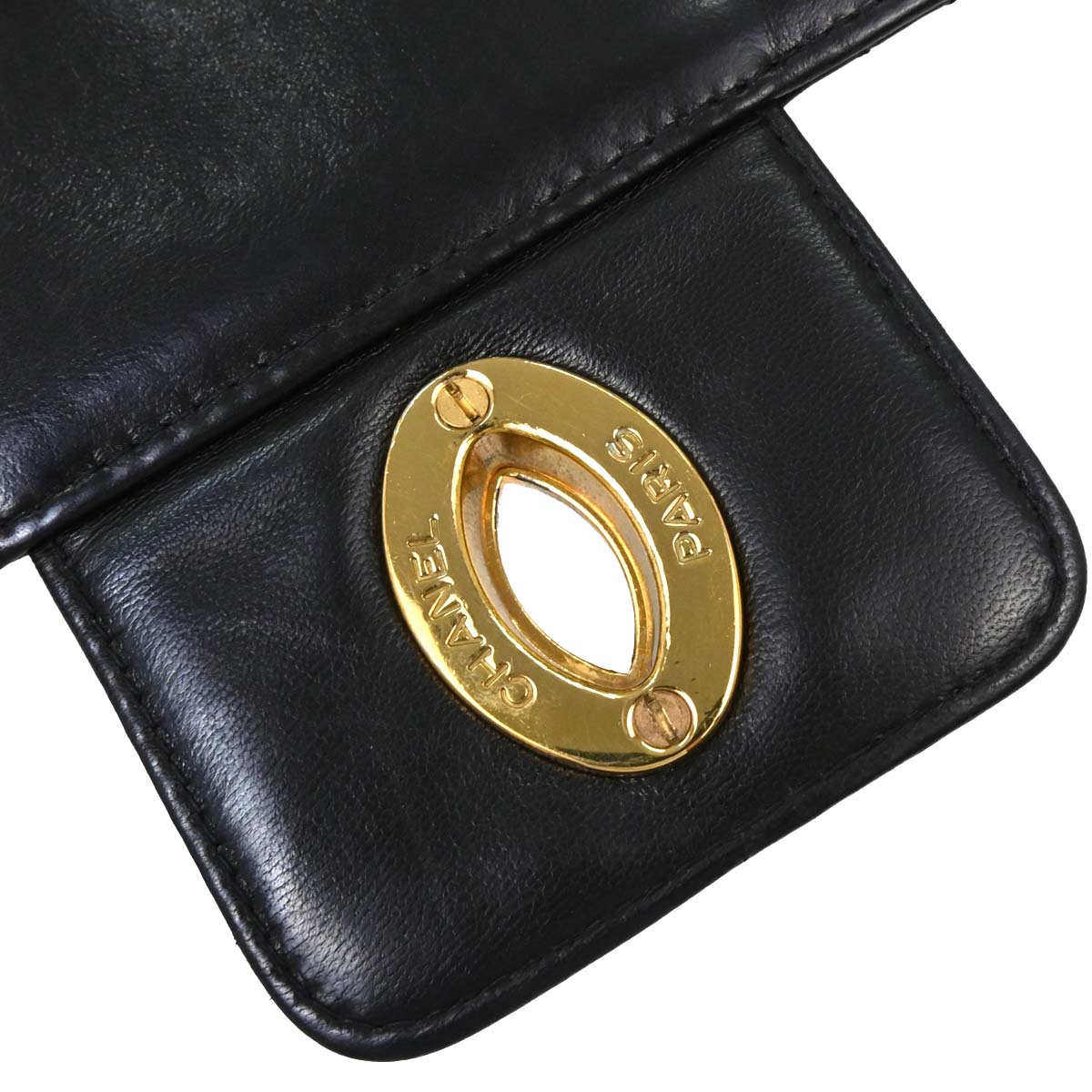 Chanel Black Lambskin Briefcase Handbag