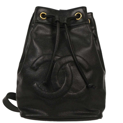 Chanel 1989-1991 Black Calfskin Drawstring Shoulder Bag