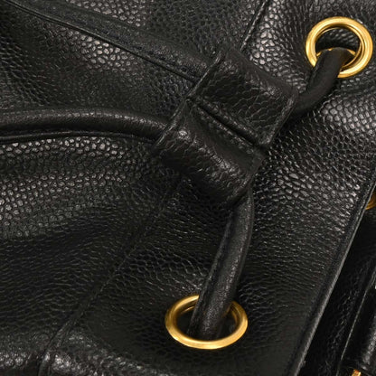 Chanel 1989-1991 Black Calfskin Drawstring Shoulder Bag