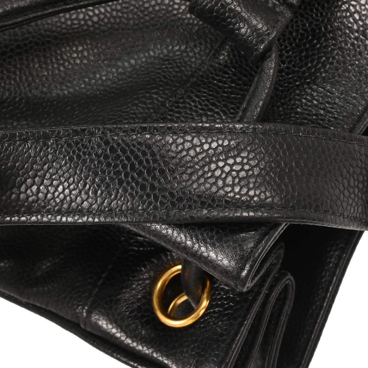 Chanel 1989-1991 Black Calfskin Drawstring Shoulder Bag