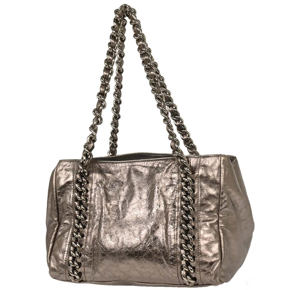 Chanel 2008-2009 Silver Calfskin Luxury Line Tote Handbag