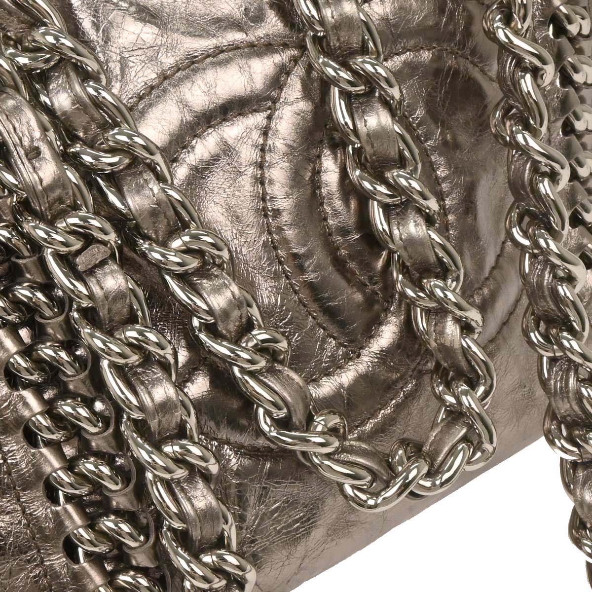 Chanel 2008-2009 Silver Calfskin Luxury Line Tote Handbag