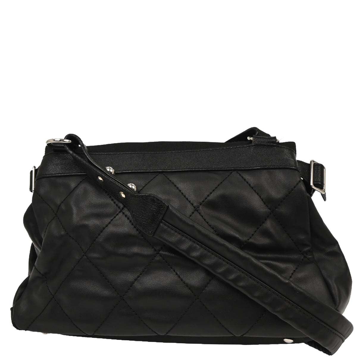 Chanel 2006-2008 Black Calfskin Canvas Shoulder Bag