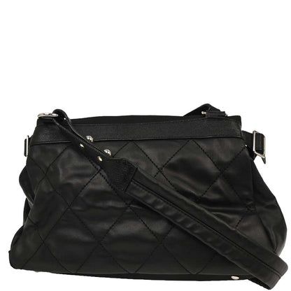 Chanel 2006-2008 Black Calfskin Canvas Shoulder Bag
