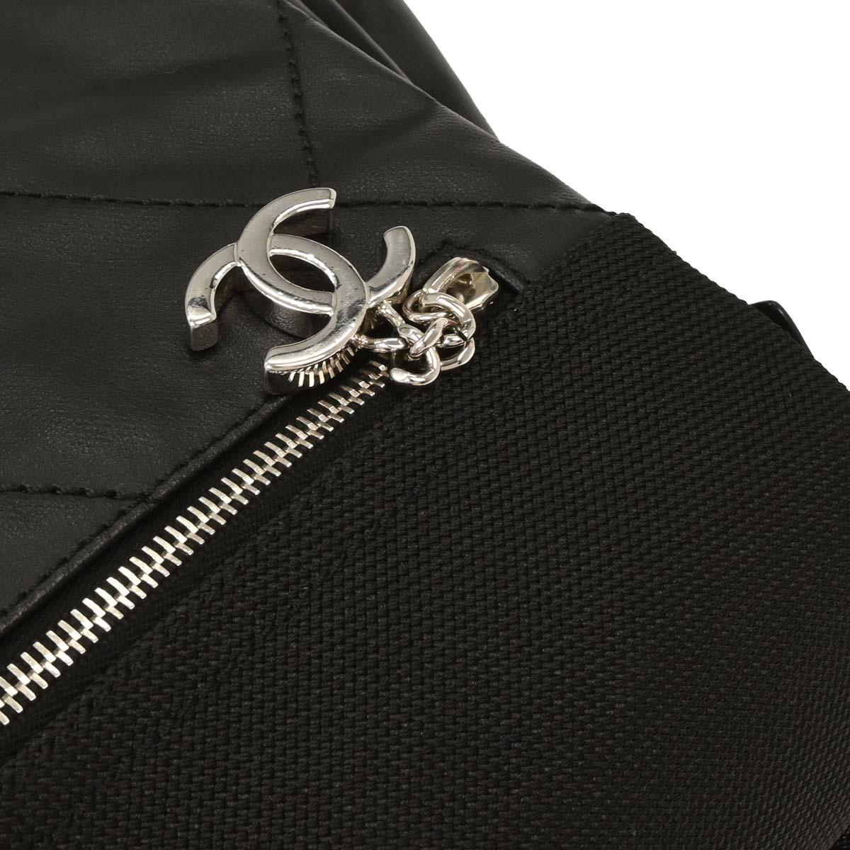 Chanel 2006-2008 Black Calfskin Canvas Shoulder Bag