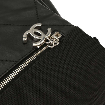 Chanel 2006-2008 Black Calfskin Canvas Shoulder Bag