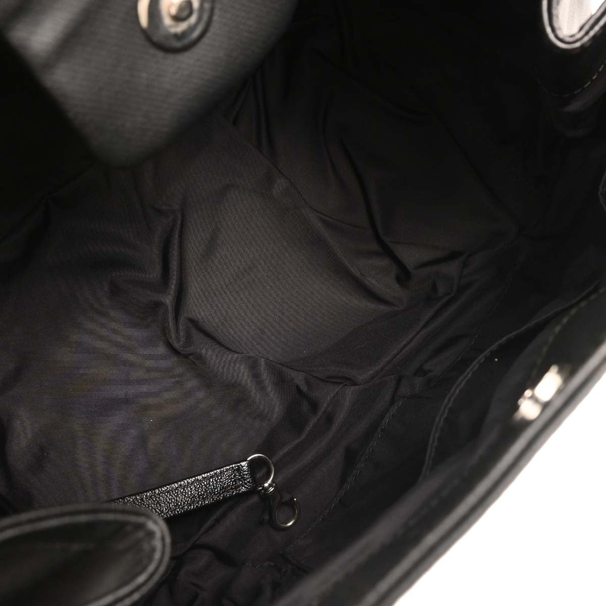 Chanel 2006-2008 Black Calfskin Canvas Shoulder Bag