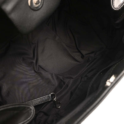 Chanel 2006-2008 Black Calfskin Canvas Shoulder Bag