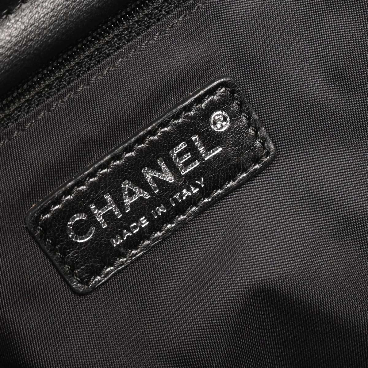 Chanel 2006-2008 Black Calfskin Canvas Shoulder Bag