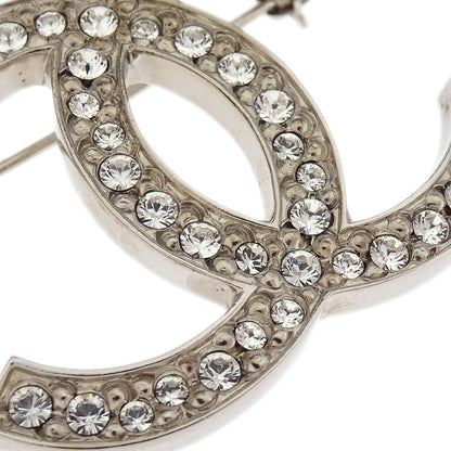 Chanel CC Brooch Pin Silver Rhinestone 13P