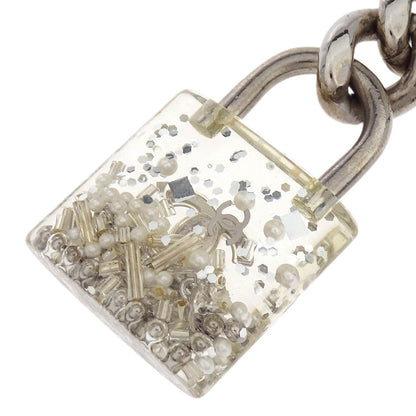 Chanel Silver Padlock Key Holder Bag Charm Small Good 14K
