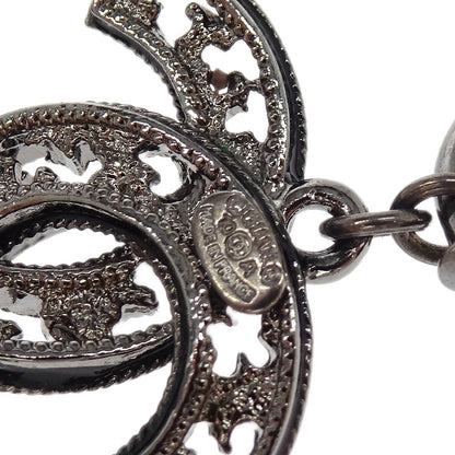 Chanel CC Dangle Piercing Earrings Silver 10A