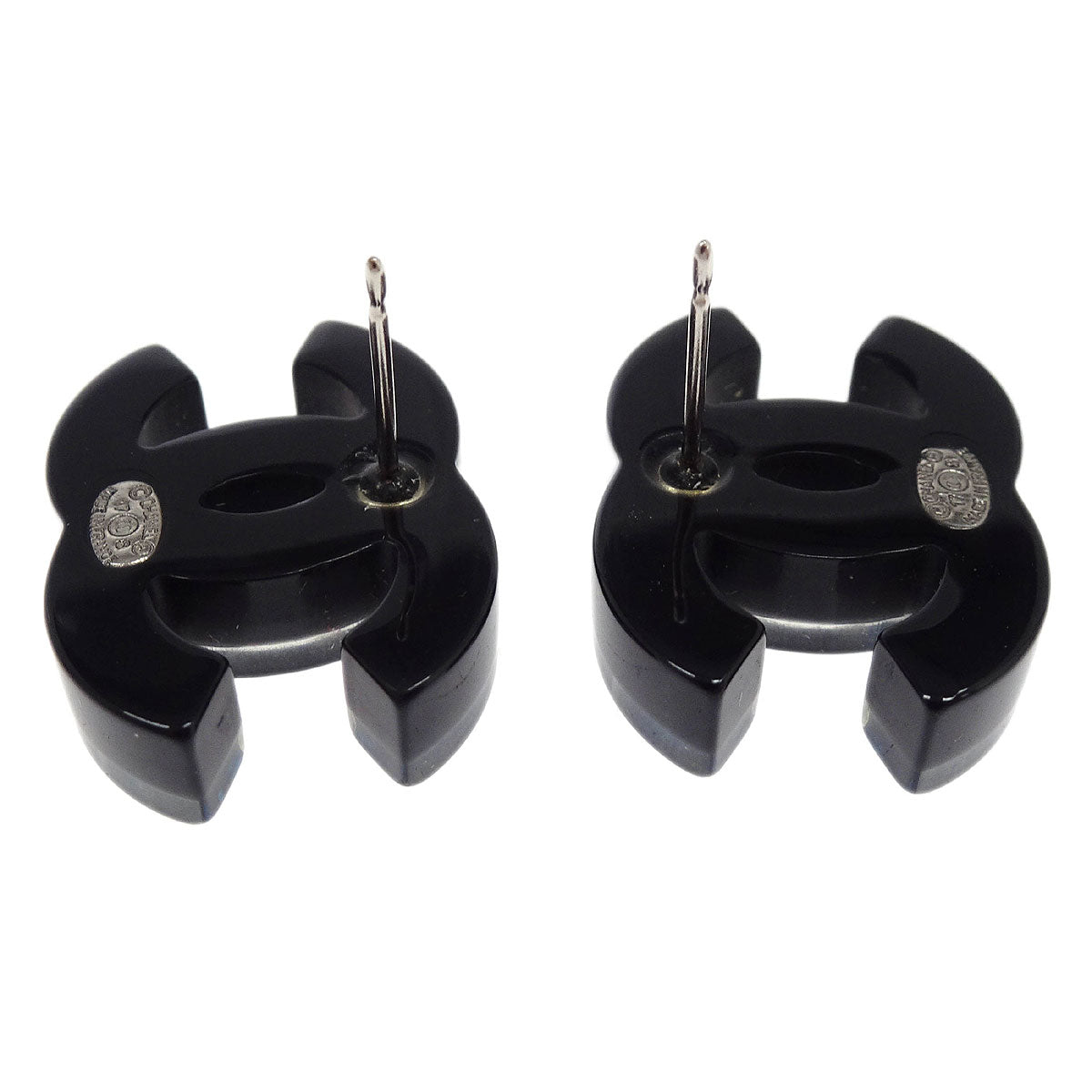Chanel CC Piercing Earrings Black 17S