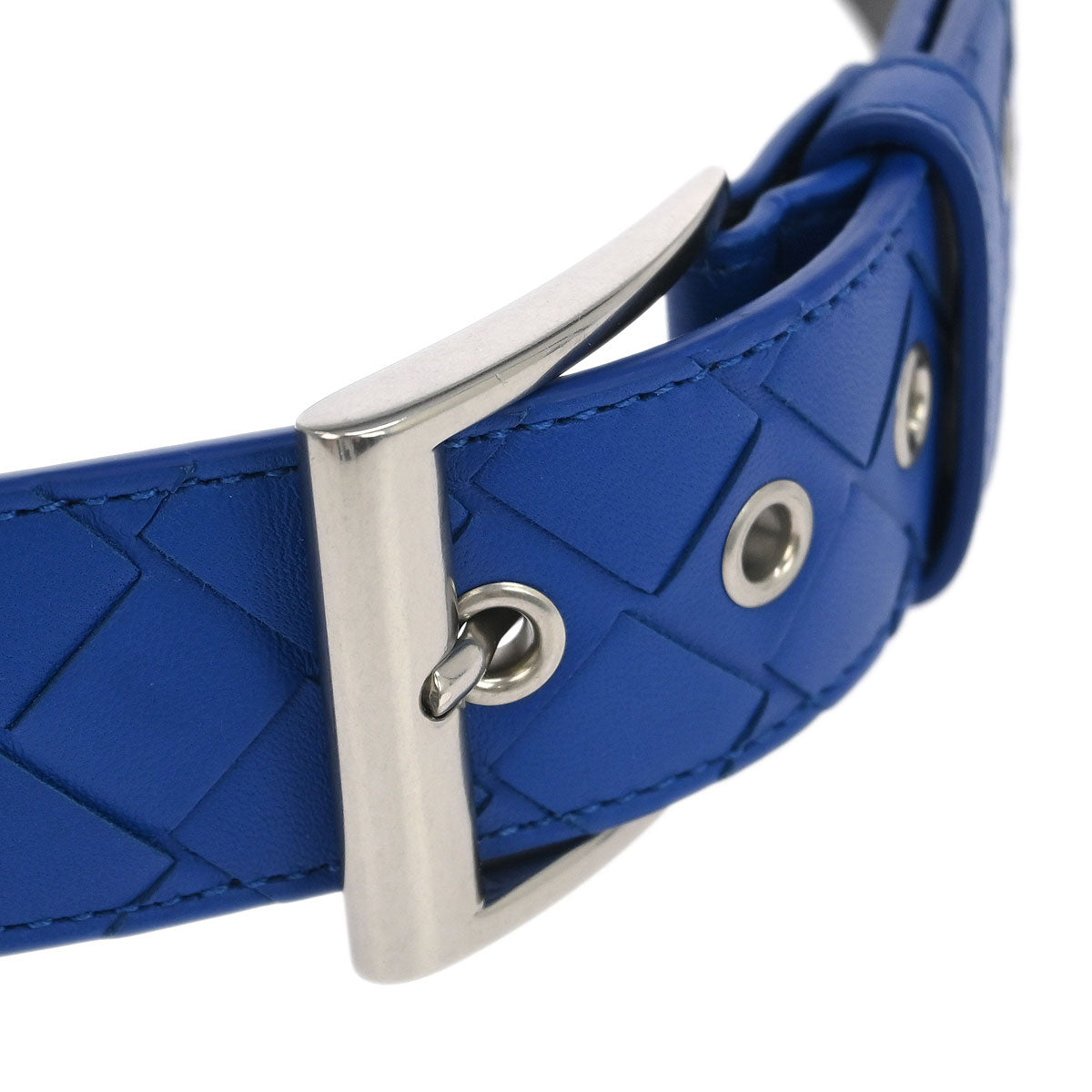 Bottega Veneta Blue Leather intrecciato Belt #38IN Small Good