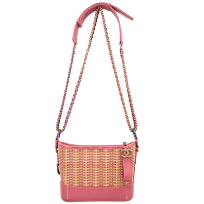 Chanel 2019 Pink Rattan Calfskin Small Gabrielle Shoulder Bag