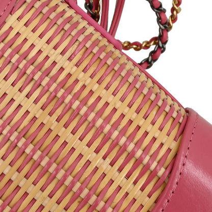 Chanel 2019 Pink Rattan Calfskin Small Gabrielle Shoulder Bag