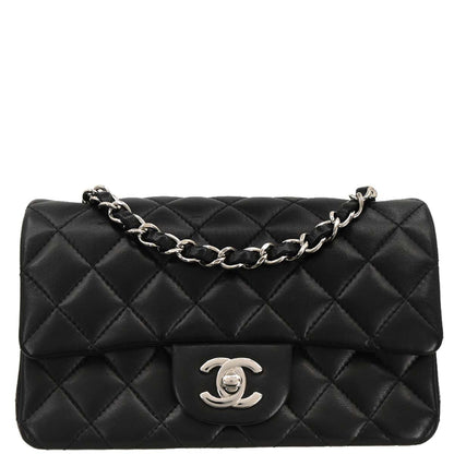 Chanel 2018-2019 Black Lambskin Classic Single Flap Shoulder Bag