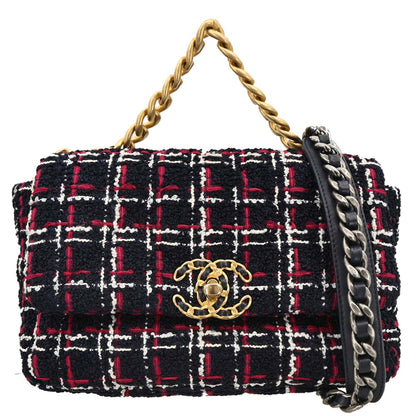 Chanel 2019 Navy Tweed 19 Dix-neuf 2way Shoulder Handbag