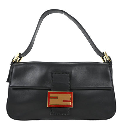 Fendi Black Leather Baguette Handbag