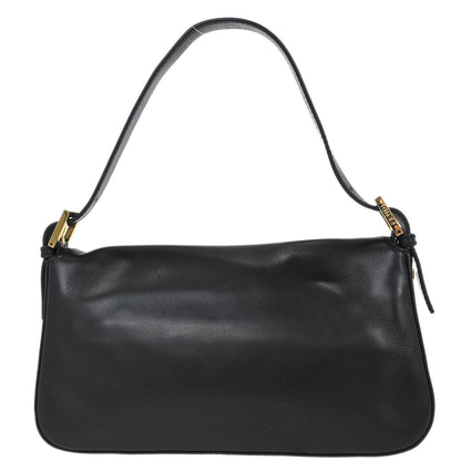 Fendi Black Leather Baguette Handbag