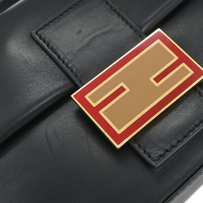 Fendi Black Leather Baguette Handbag