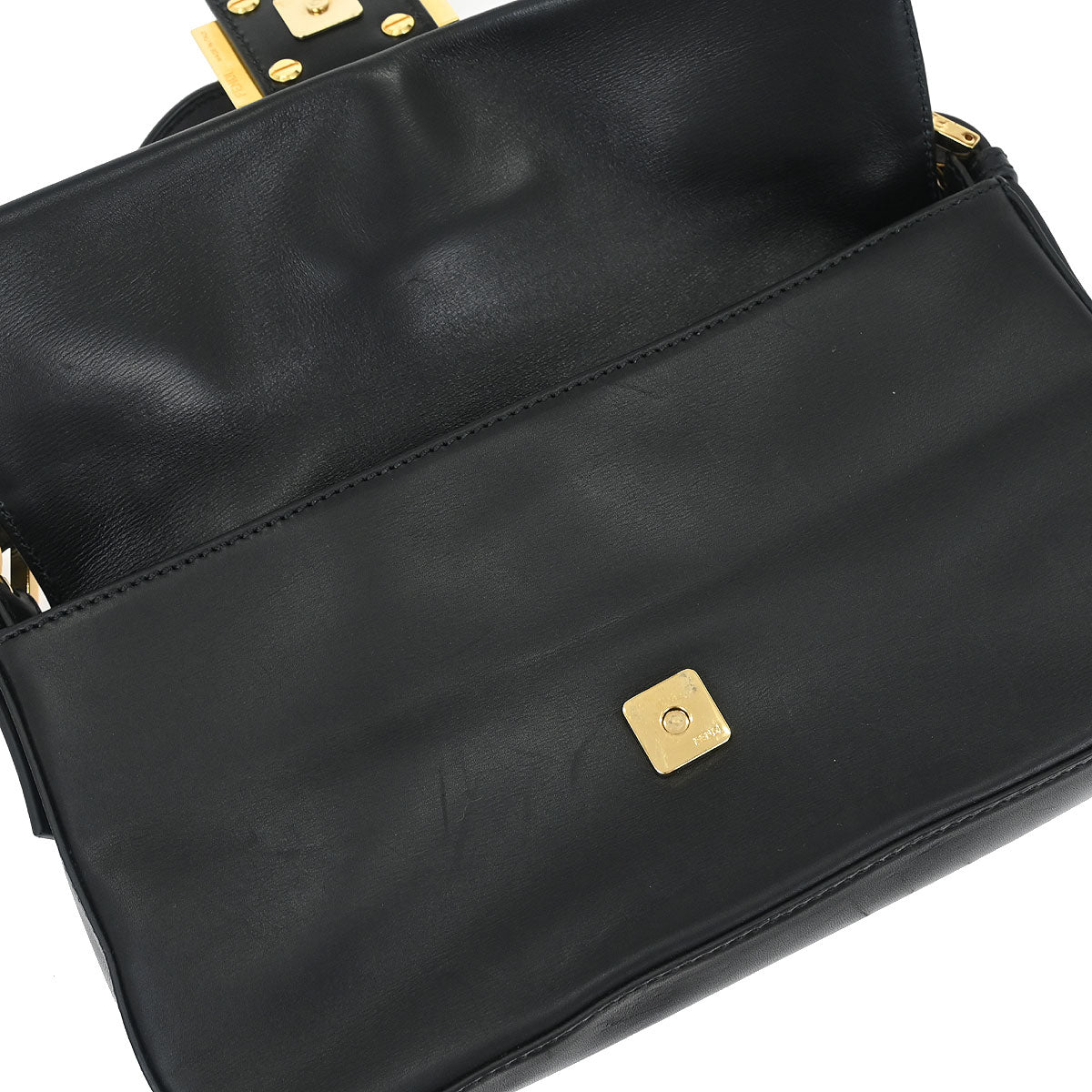 Fendi Black Leather Baguette Handbag
