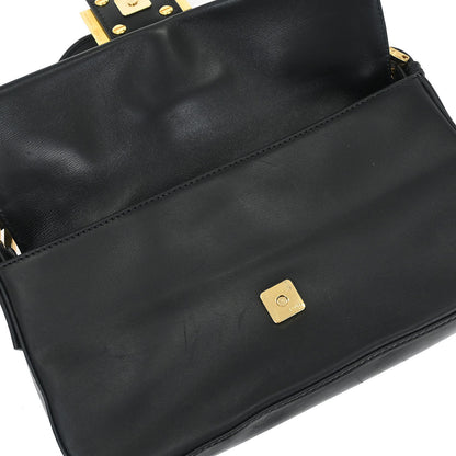 Fendi Black Leather Baguette Handbag