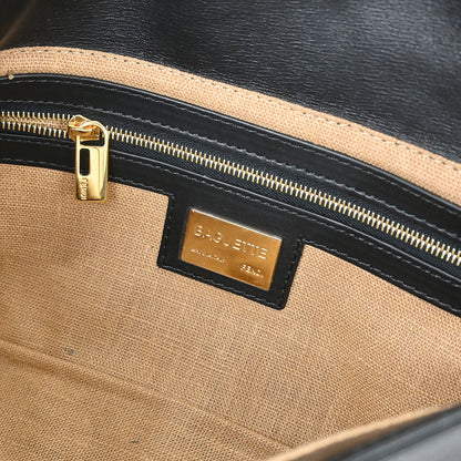 Fendi Black Leather Baguette Handbag