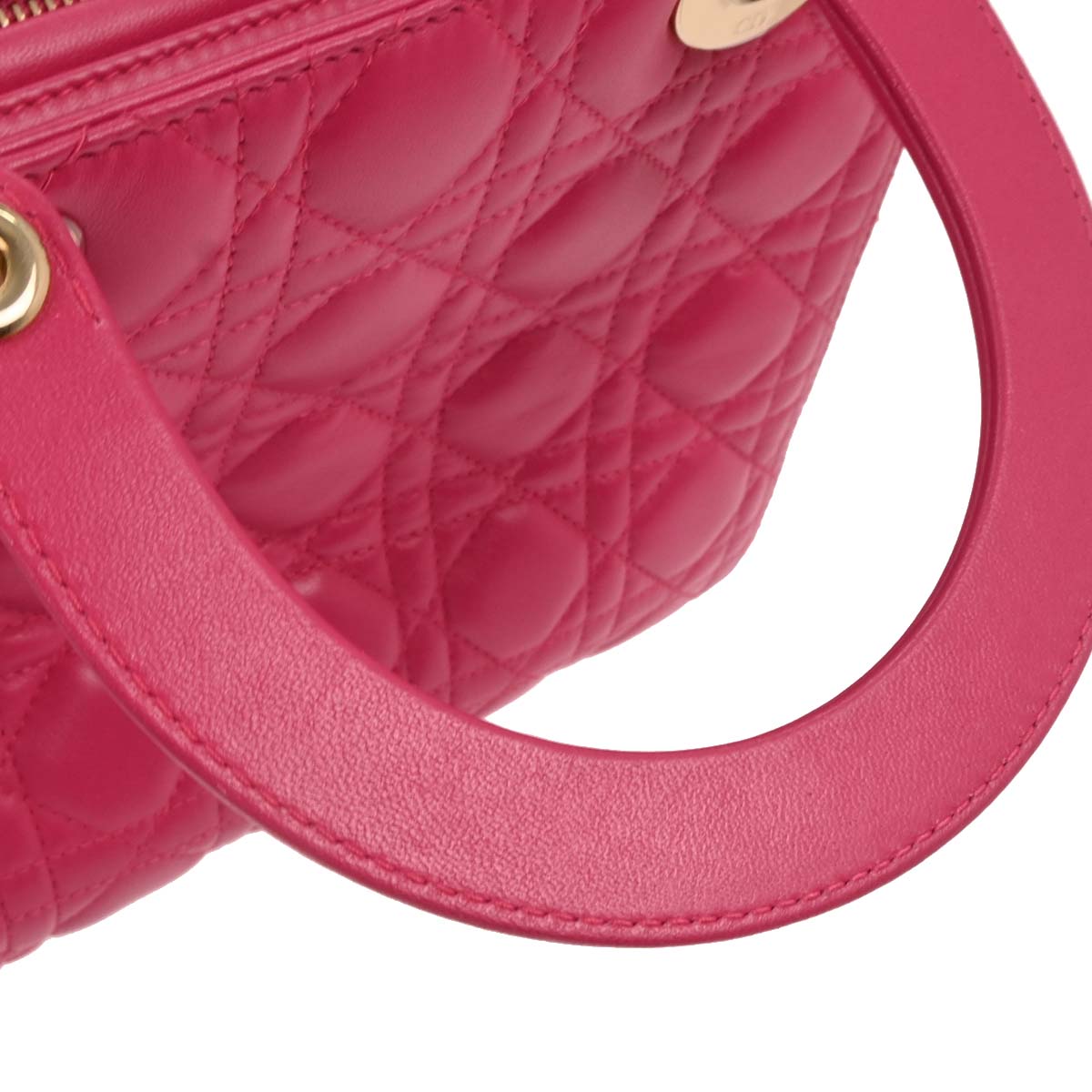 Christian Dior 2014 Pink Lambskin Lady Dior Cannage 2way Shoulder Handbag