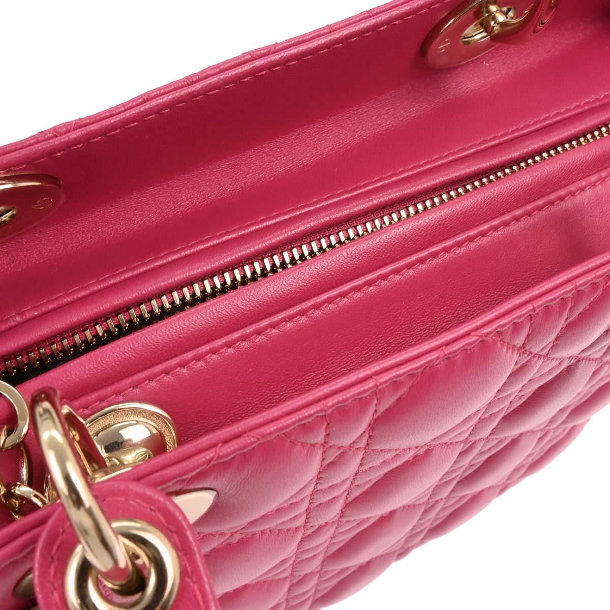 Christian Dior 2014 Pink Lambskin Lady Dior Cannage 2way Shoulder Handbag