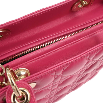 Christian Dior 2014 Pink Lambskin Lady Dior Cannage 2way Shoulder Handbag
